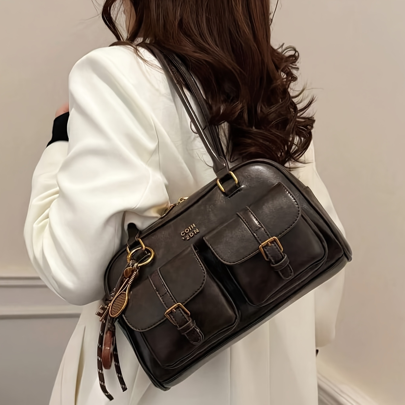 Coffee Equipment Travel Bag - Women's Coffee Brown Multi-Pocket Handbag Shoulder